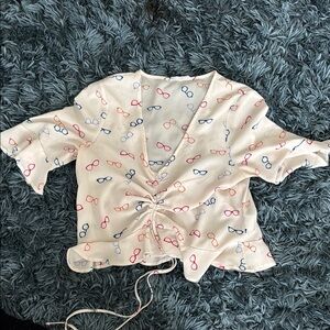 Trendy Top with Glasses Pattern